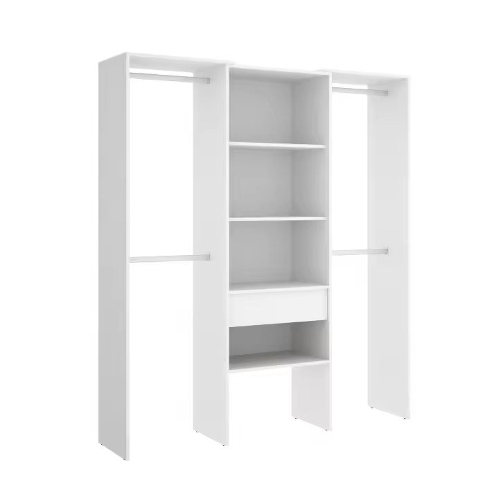 Vestidor 1 Columna con Barras Laterales Suit Blanco - Armario Modular 187x160x50 cm Armario para dormitorio - Fabricado en España - Melamina Alta calidad - Somnia Descanso - 1