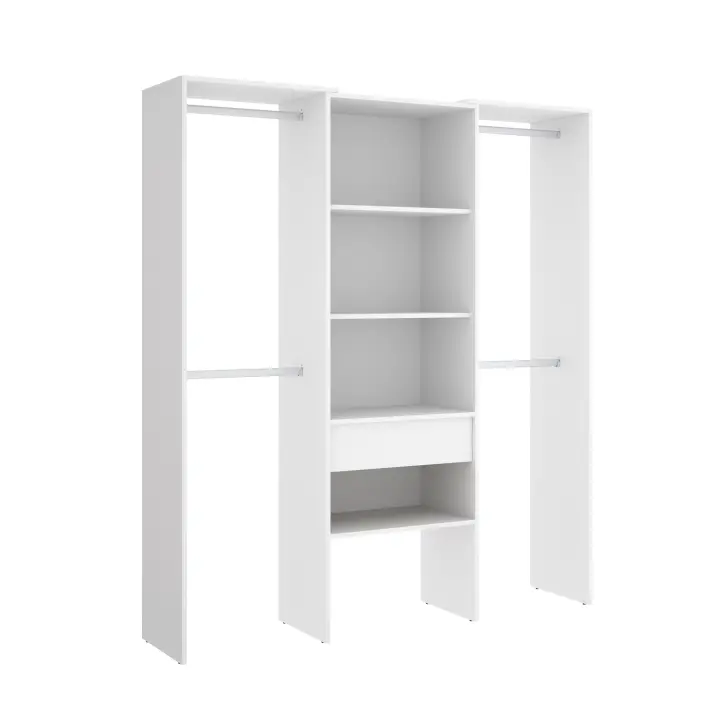 Vestidor 1 Columna con Barras Laterales Suit Blanco - Armario Modular 187x160x50 cm Armario para dormitorio - Fabricado en España - Melamina Alta calidad - Somnia Descanso - 1