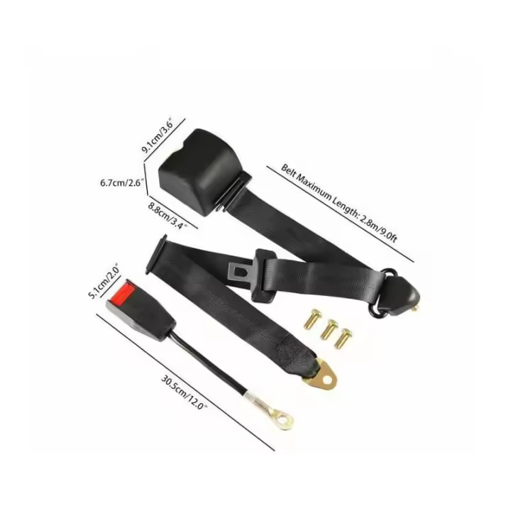 Cinturón de seguridad universal para vehículo ajustable de 3 puntos Cinturón de seguridad para automóvil + pernos - 1