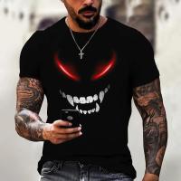 Camiseta Oversize Para Hombre Con Gráfico De Diablo Estilo Gótico Streetwear Cuello Redondo Manga Corta Verano Top Casual - details 1