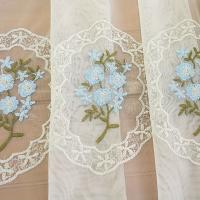 Cortinas De Voile Transparentes Bordadas Azules AnneyOneDecor Para Sala De Estar Y Dormitorio Estilo Pastoral Doble Panel - details 4