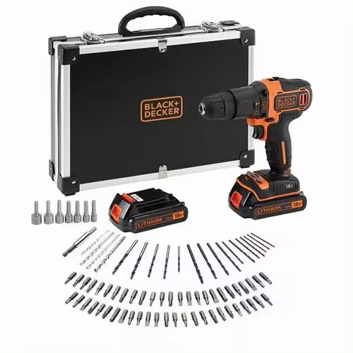 Taladro percutor BLACK & DECKER 18v 2 bat + 80 acc BDCHD18BAFC-QW - 1