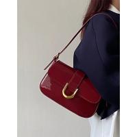 Bolso Bandolera Casual De Cuero PU Pequeño Con Cierre De Cremallera Y Hebilla De Hoz Para Mujer Bolso De Hombro De Color Sólido - details 7