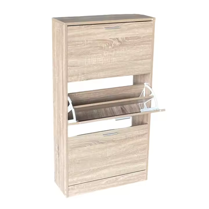 Maxia Market - Mueble Armario de Zapatero madera 3 cajones Roble para 18 pares zapatos  Almacenamiento y organización del hogar Armario zapatos - 1