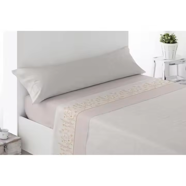 Juego de Sábanas de Tela, Modelo Roda, Color Beige, Miracle Home - 1