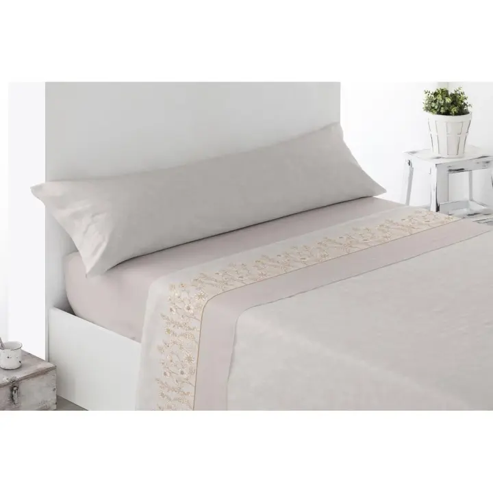 Juego de Sábanas de Tela, Modelo Roda, Color Beige, Miracle Home - 1