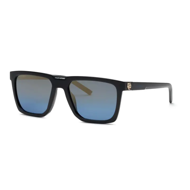 GAFAS DE SOL PHILIPP PLEIN SPORT TOUCHDOWN SSP031 Z42P 57-18  Montura Acetato Negro Brillo   Forma Cuadrada   Lente Espejo Gris Polarizada  - 1