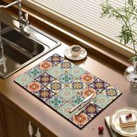 Mantel De Cocina Absorbente Con Diseño Floral Clásico Tapete De Hierro De Diatomeas Para Máquina De Café Tapete De Barra Termoinsulante Lavable Antideslizante Para El Hogar Y Hoteles - details 10