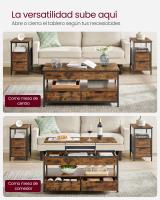 Mesa de centro elevable con almacenamiento, cajones, compartimentos ocultos y estante abierto, marrón rústico y negro - details 9