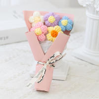Mini Bouquet De Flores Tejidas Creativo Decoración Floral De Lana Decoración De Hogar Para Aniversario Cumpleaños Graduación - details 3