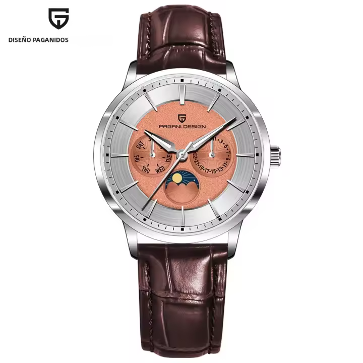 Reloj De Cuarzo Para Hombre PAGANI DESIGN 2025 Multifuncional 40MM Vidrio De Zafiro Resistente Al Agua 100M Fase Lunar Estilo Business - 1
