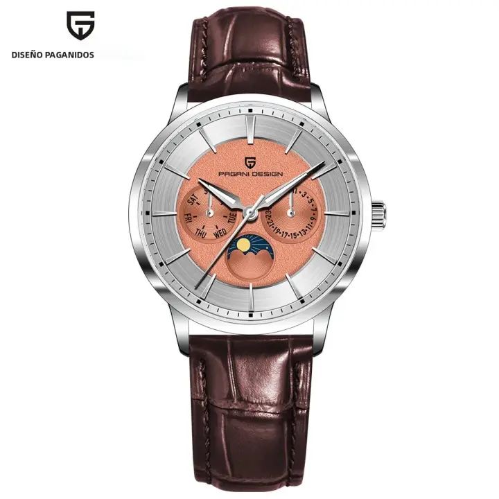 Reloj De Cuarzo Para Hombre PAGANI DESIGN 2025 Multifuncional 40MM Vidrio De Zafiro Resistente Al Agua 100M Fase Lunar Estilo Business - 1
