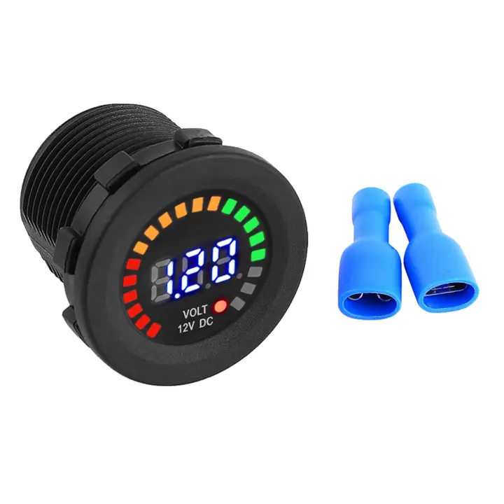 Voltímetro Digital LED Para Motocicleta 12V Precisión Alta Impermeable Para Coche Barco ATV RV Medidor De Voltaje Con Pantalla LED - 1