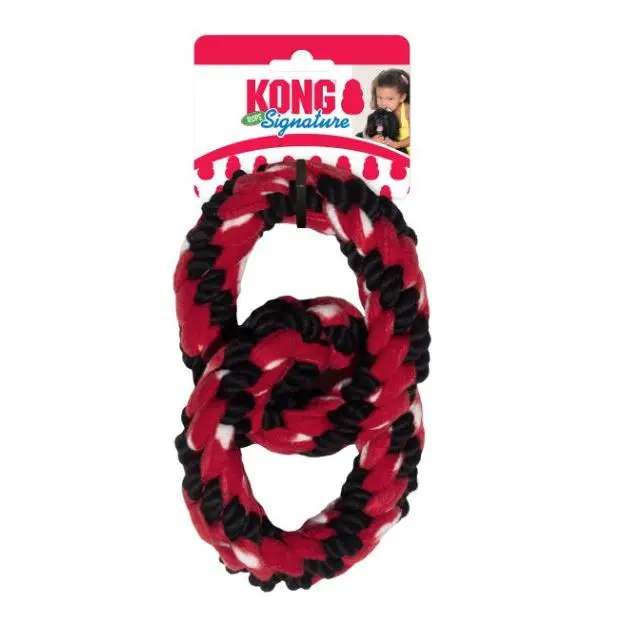 Signature Rope Double Ring Tug Juguete para perros nudo doble ideal para juego interactivo y de material resistente y elástico - Kong - 1