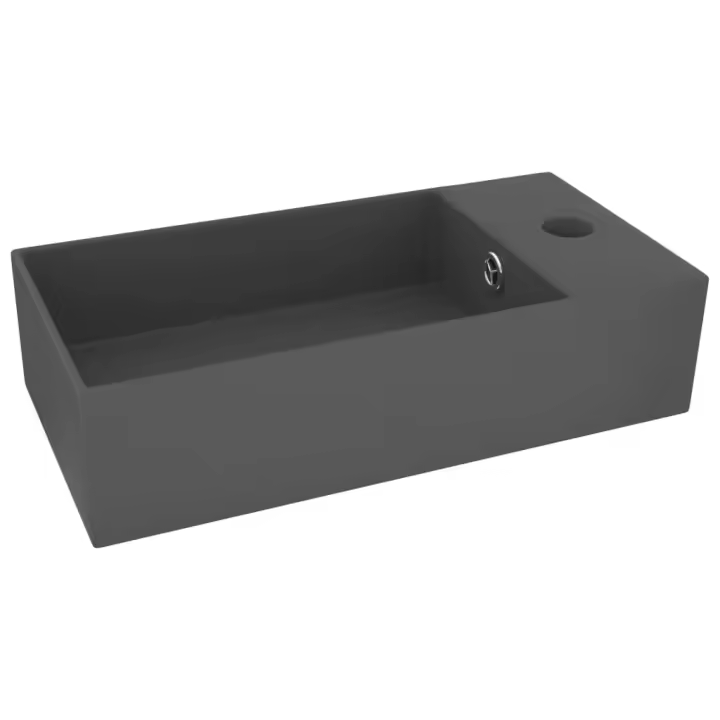 Lavabo con rebosadero Cerámica Oscuro Gris - 1