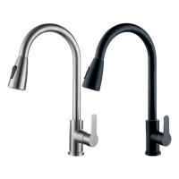 Top-Grifo de cocina de níquel cepillado con rociador extraíble, rociador de fregadero de cocina giratorio de 360 °, grifo de agua caliente y fría - details 2