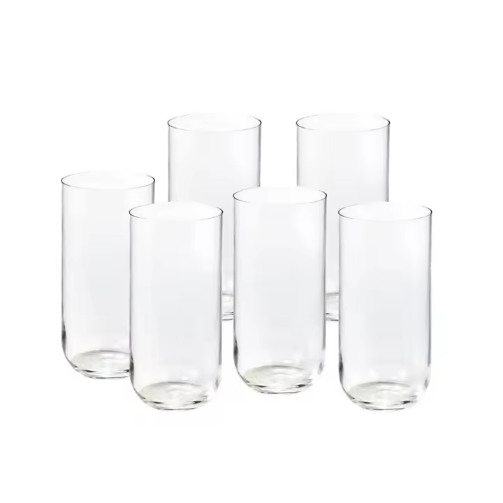 Pack 6 Vasos Cristal Redondos Lisos 44 Cl 15 Cm Alta Calidad - 1
