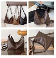 Bolso De Hombro Para Mujer De Cuero PU Vintage Estilo Maillard Casual Gran Capacidad Textura Moda Cruzado Bolso De Compa\u00f1ero - details 1
