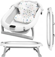 Baby Baño Ajustable Bebé hasta 24 més Gris con Termómetro Asiento Reductor para Recien Nasido con Patas Antideslizante Indicador de Temperatura de Compacta - details 0