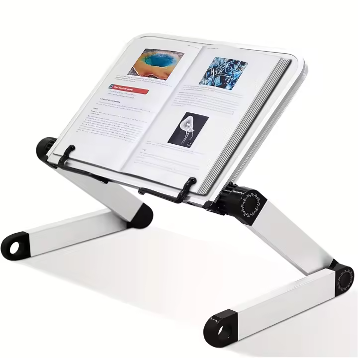Ble and ghtweight Portátil de Aluminio con 2 Clips de Papel Flexibles, Soporte Ergonómico para Libros para Tabletas, Revistas, Documentos - 1