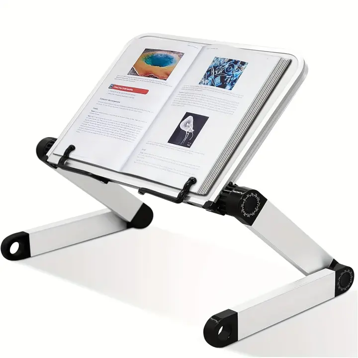 Ble and ghtweight Portátil de Aluminio con 2 Clips de Papel Flexibles, Soporte Ergonómico para Libros para Tabletas, Revistas, Documentos - 1
