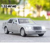 Modelo De Coche De Escala 1:32 Benz S-W140 En Aleación Con Cuerpo De Metal Y Chasis De Plástico Regalo Para Niños Con 4 Puertas Abiertas Y Función Retroceso - details 0