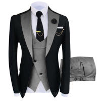 Traje De Novio Para Hombre 3 Piezas Conjunto De Traje Con Cuello Escote Shawl Tuxedo Popular Para Fiesta Y Boda (Blazer+Chaleco+Pantalones) Material COTTON+POLYESTER Estilo Casual - details 2