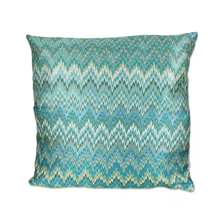 Cojin 43*43 tonos verde azul zig zag 380g mika  Material: Poliester Medidas (Ancho*Alto*Fondo): 43*43*8Presume de casa - 1