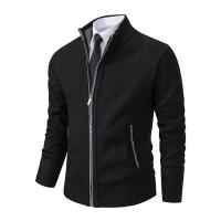 Chaqueta De Cuello Alto Para Hombres Invierno Fleece Cashmere Cardigan Zip up Smart Casual Outerwear Con Bolsillos Técnica De Tejido Por Computadora - details 5