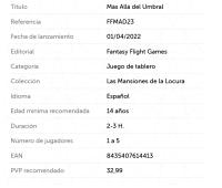 Las mansiones de la locura, expansión Mas alla del umbral,  Fantasy Flight Games - details 0