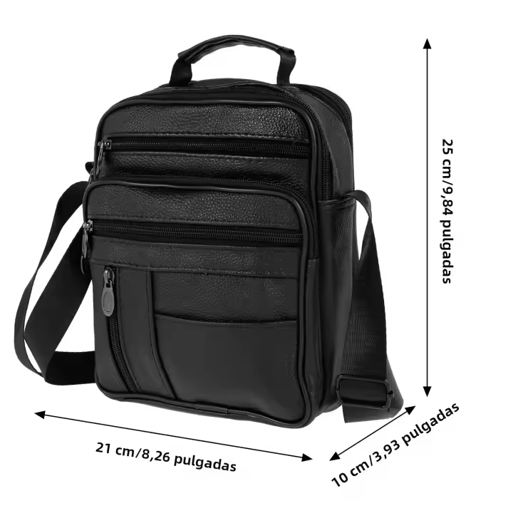 Bolso De Hombro De Cuero Para Hombre Pequeño Bolso Cruzado Con Correa Desmontable Gran Capacidad Mensajero Negocio Bolsa De Pecho Deportiva Para Viajes - 1