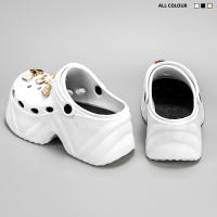 Sandalias De Tacón Alto Estilo Casual Con Patrón De Oso En Cuero Sintético Negro Y Blanco Diseño De Dibujos Animados X8809 - details 7