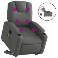 vidaXL Sillón de masaje eléctrico reclinable elevable tela Gris claro, Gris oscuro, Negro Sillon Dormitorio Sillon Comodos Silla Relax Sillón Sofá - details 4