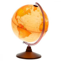Globo Terráqueo Nova Rico "MARCO POLO" en tonos sepia estilo antiguo 26 cm de diámetro con lupa - Luz led interior 18W - con cartografía física y política, la física es visible cuando está apagada al encenderse aparece la política - base de pástico - details 2