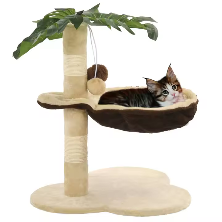 vidaXL RASCADOR PARA GATOS CON POSTE DE SISAL 50 CM BEIGE Y MARRÓN - 1