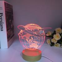 Lámpara De Noche LED 3D De Avión Saliendo De La Tierra Con Base Redonda De Madera Para Decoración De Dormitorio Regalo De Cumpleaños Para Niños Decoración Navideña - details 2