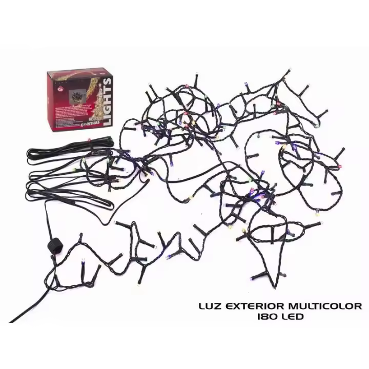 Gerimport Iluminación LED Cordón Uso Doméstico 180 Leds Multicolor Exterior 5+9 Metros - 1