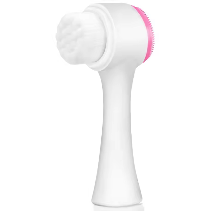 BIT Cepillo facial: cepillo de limpieza facial manual y cepillo facial doble manual de limpieza de poros para pieles sensibles, delicadas y secas (rosa) - 1
