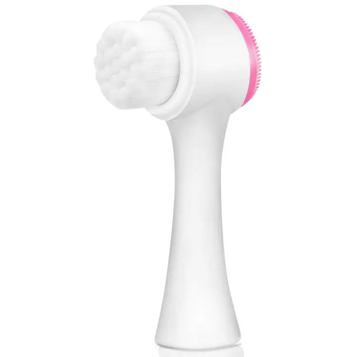 BIT Cepillo facial: cepillo de limpieza facial manual y cepillo facial doble manual de limpieza de poros para pieles sensibles, delicadas y secas (rosa) - 1
