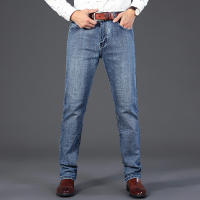 Nuevos Jeans Clásicos Para Hombre Primavera Otoño Moda Negocios Pantalones Vaqueros Rectos Estirados Azul Cómodos De Medio Cinturón - details 11