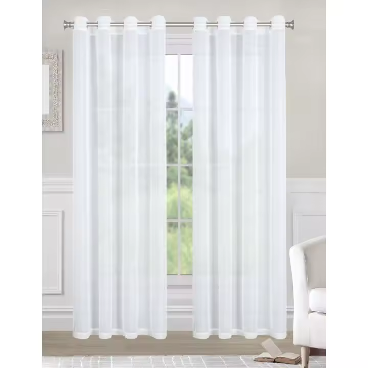 STARLEY-Cortina para Ventana Dormitorio Translúcidas Visillos Paneles para Ventanas Cortinas Poliéster Translucida de Dormitorio Moderno Ojales Cortina Ventana Visillos Salon 150X260 cm - 1