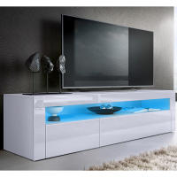 Mueble de TV moderno Nyana Home | Diseño elegante con iluminación LED | Amplio almacenamiento con 2 puertas y 1 cajón | Sistema Push-to-Open | Medidas: 120x45x39 cm - details 0