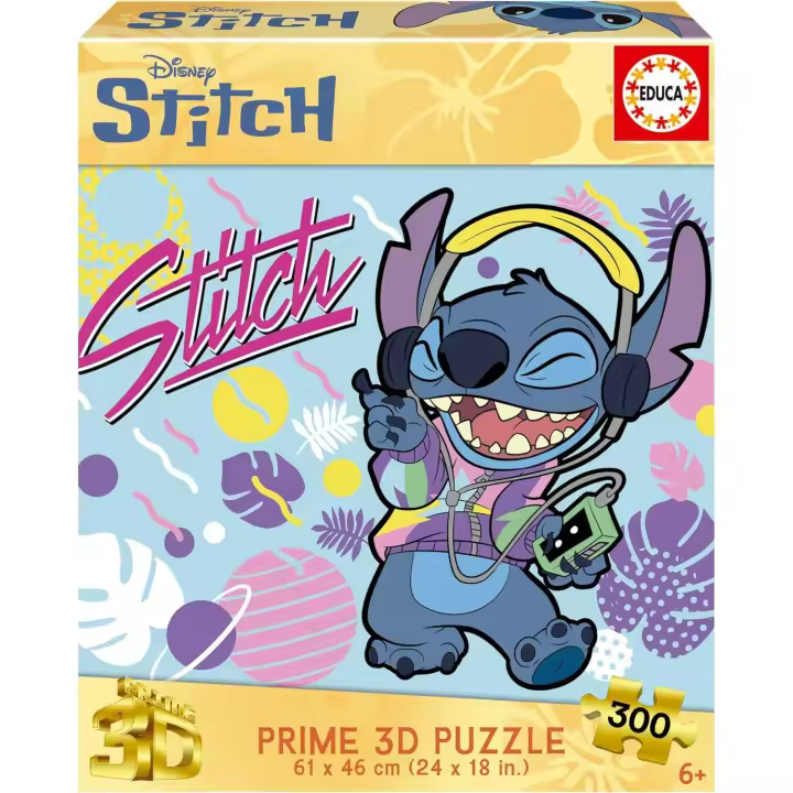 Educa - Puzzle Infantil Stitch 3D Prime Lenticular de 300 Piezas.  Medidas: 61 x 46 cm. + 6 años Educa 20273 - 1