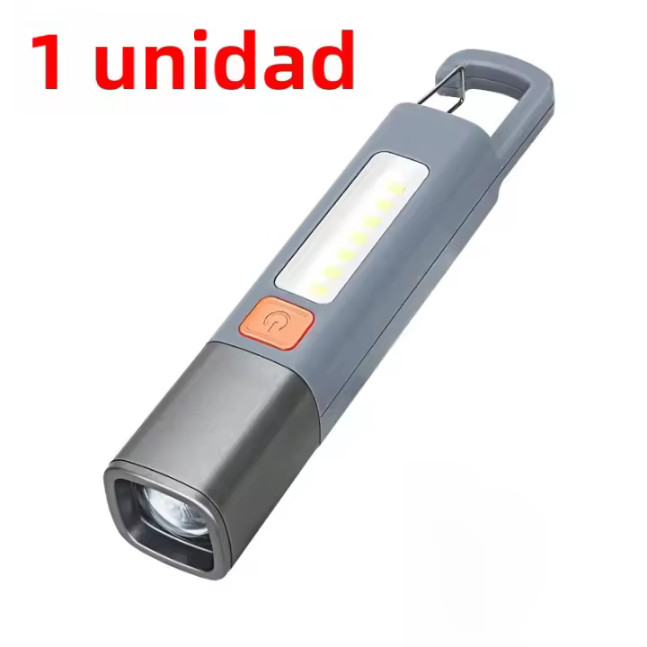 Linterna LED Recargable USB Super Brillante Con Gancho Para Camping Luz De Defensa Zoomable Impermeable 1-10 Piezas - 1