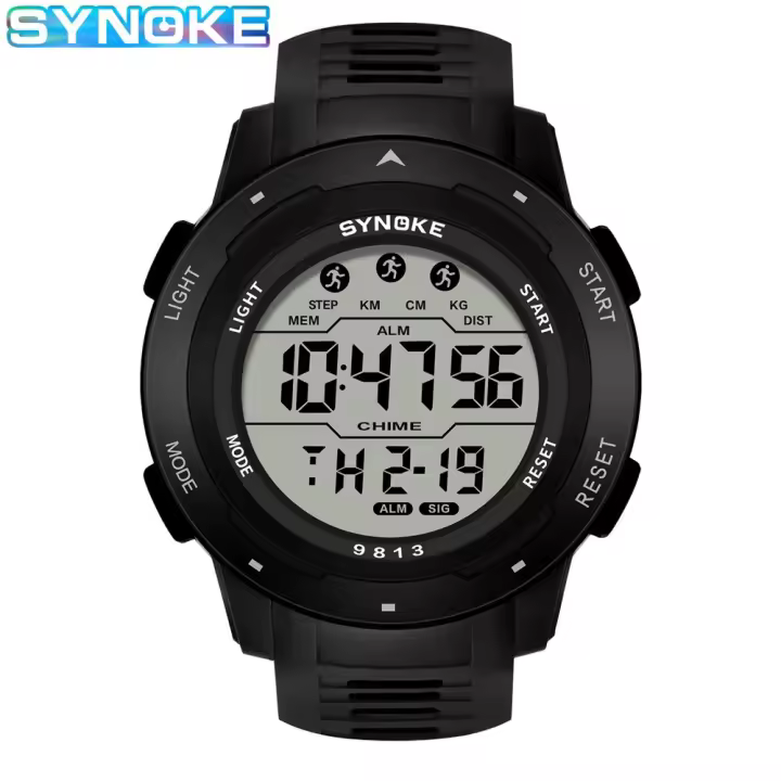 Reloj digital para hombre synoke Deportivo waterproof 50m with FUNCIÓN DE Alarma pantalla grande Luz trasera resistant to Choque - 1