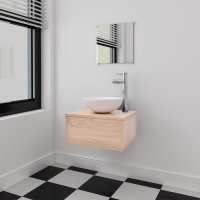 vidaXL Conjunto de mueble y lavabo 3 piezas en color Negro/Beige | almacenamiento funcional diseño moderno para baño dormitorio sala - details 1