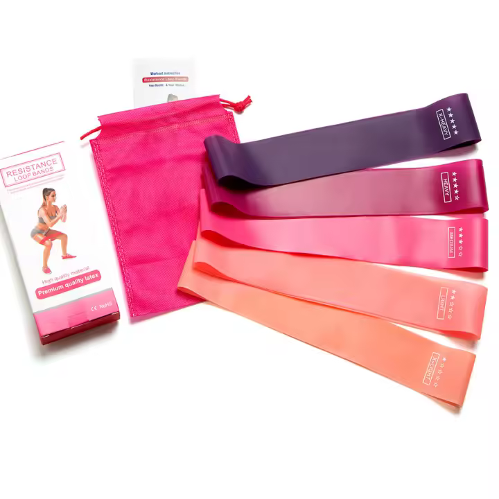 Juego de 5 bandas de resistencia con 5 niveles para fitness en casa, estiramientos, entrenamiento de fuerza, fisioterapia, pilates, yoga, bandas elásticas de entrenamiento para mujeres - 1