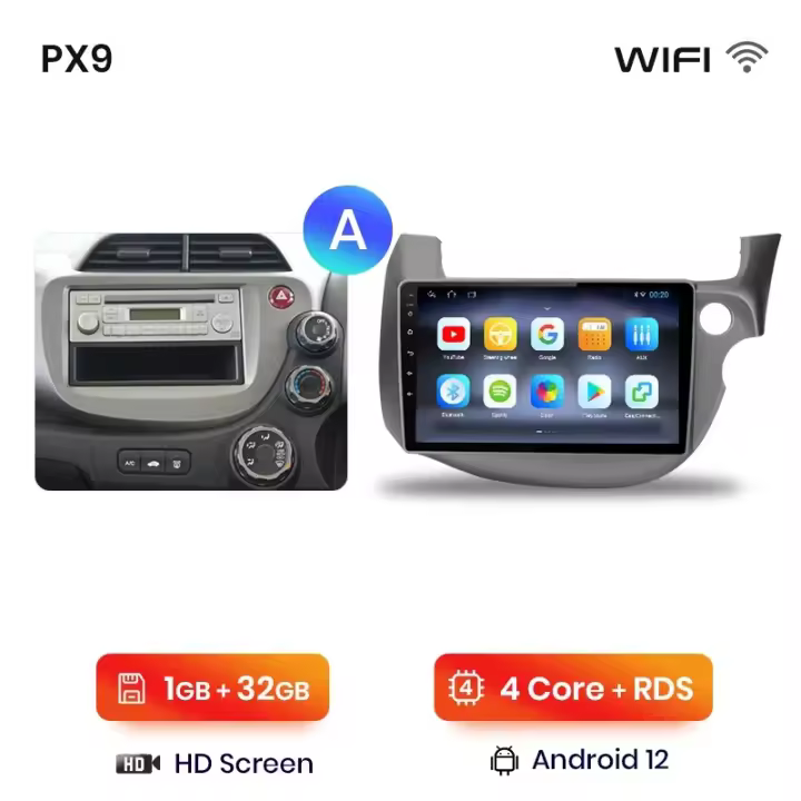 AWESAFE inalámbrico CarPlay Android Auto Radio para HONDA FIT JAZZ 2007 2008 2009 2010 2011 2012 2013 coche reproductor multimedia GPS 2 din autoradio volante controles RDS Bluetooth - 1