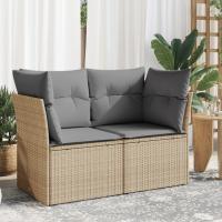 vidaXL Sofá de jardín con cojines 2 plazas ratán sintético en color Gris claro/Beige/Negro y más | acolchados duraderos para sofás de jardín terraza exterior - details 4