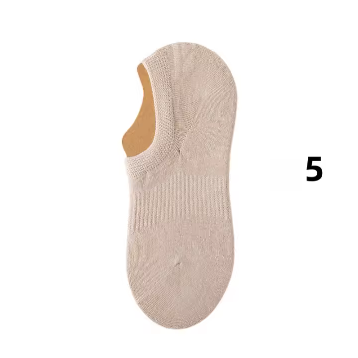 5 Pares De Calcetines Invisibles Para Mujer De Color Sólido Antiaderentes De Verano Calcetines Planos Sin Mostrar De Algodón Y Poliéster - 1
